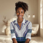 Africa Women Casual Shirt African Dashiki Royal Blue Version LT14