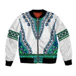 Africa Bomber Jacket African Dashiki Royal Turquoise Version