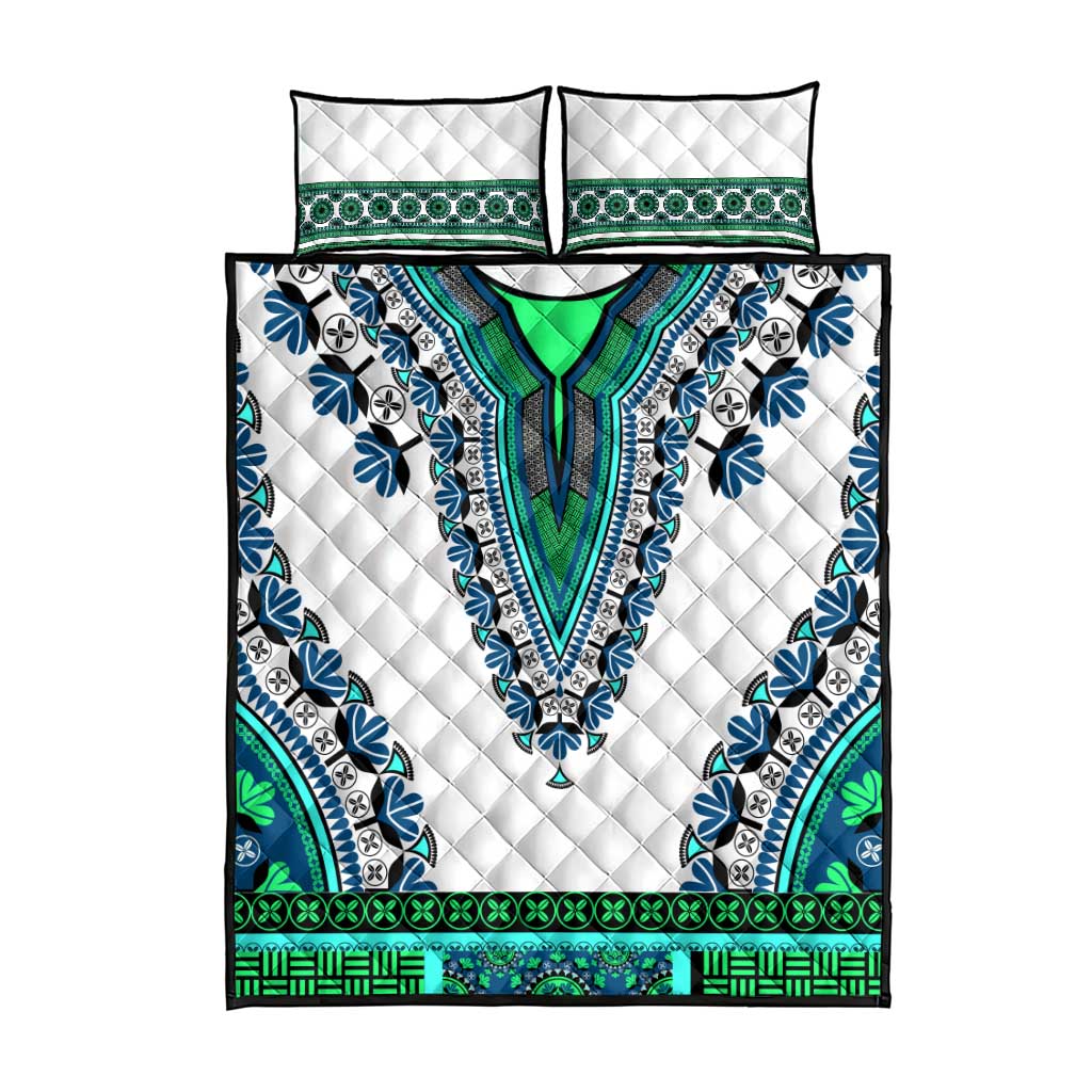 Africa Quilt Bed Set African Dashiki Royal Turquoise Version