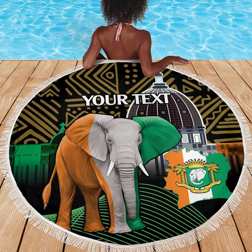 Personalized Cote dIvoire Independence Day Beach Blanket Ivory Coast Elephant African Pattern