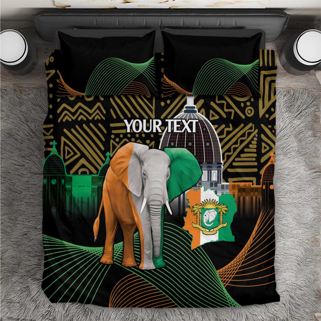 Personalized Cote dIvoire Independence Day Bedding Set Ivory Coast Elephant African Pattern