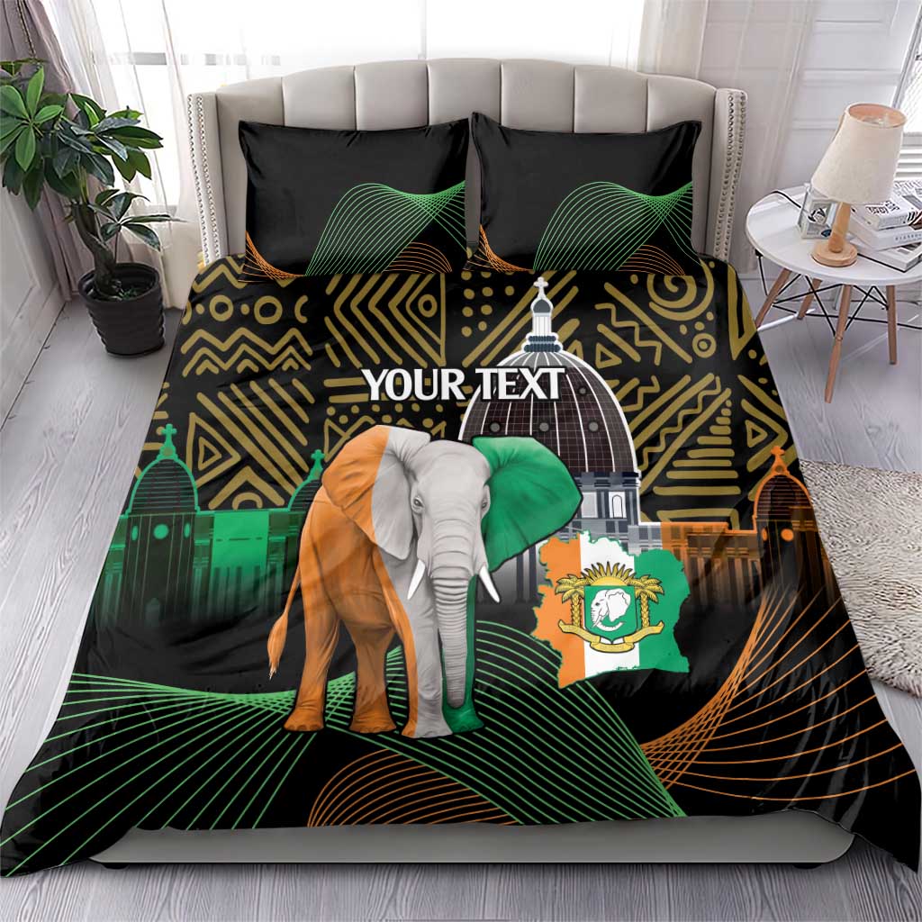 Personalized Cote dIvoire Independence Day Bedding Set Ivory Coast Elephant African Pattern