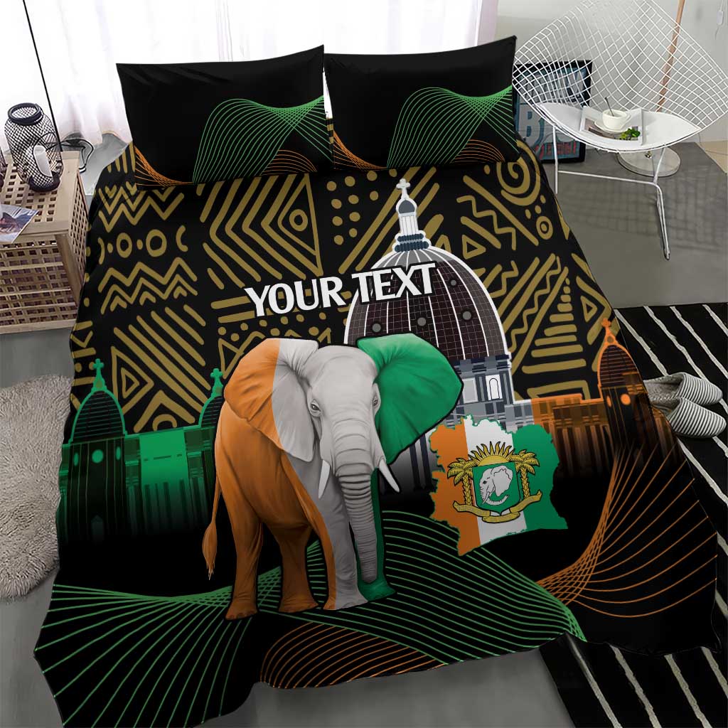 Personalized Cote dIvoire Independence Day Bedding Set Ivory Coast Elephant African Pattern