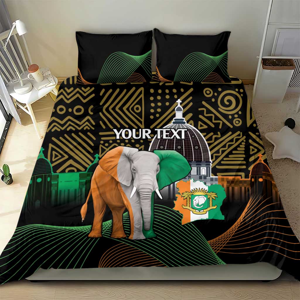 Personalized Cote dIvoire Independence Day Bedding Set Ivory Coast Elephant African Pattern