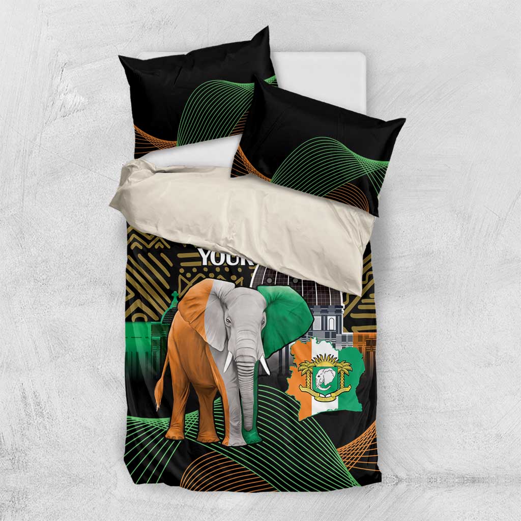 Personalized Cote dIvoire Independence Day Bedding Set Ivory Coast Elephant African Pattern