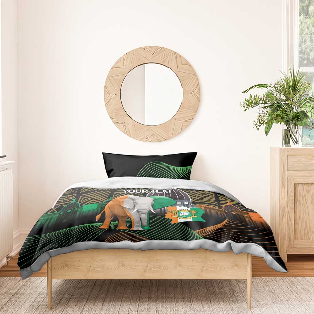 Personalized Cote dIvoire Independence Day Bedding Set Ivory Coast Elephant African Pattern