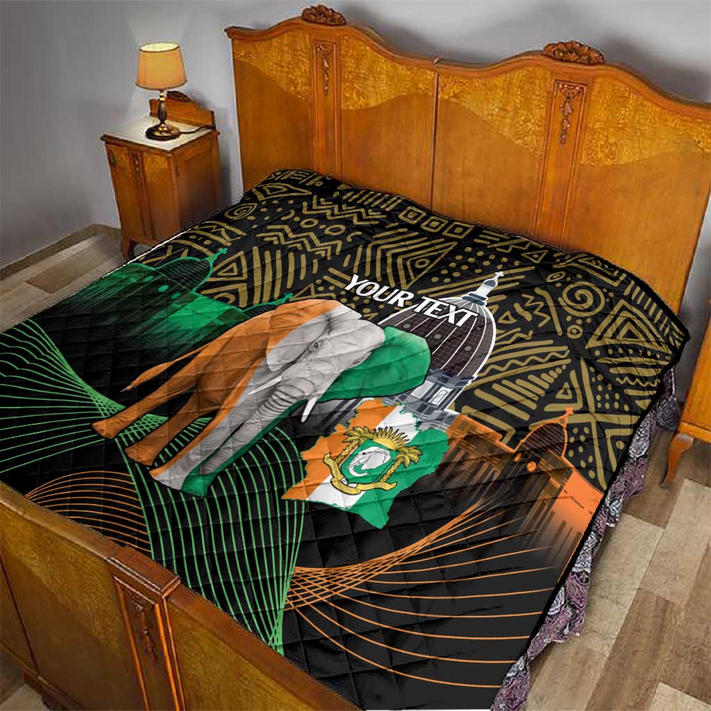 Personalized Cote dIvoire Independence Day Quilt Ivory Coast Elephant African Pattern