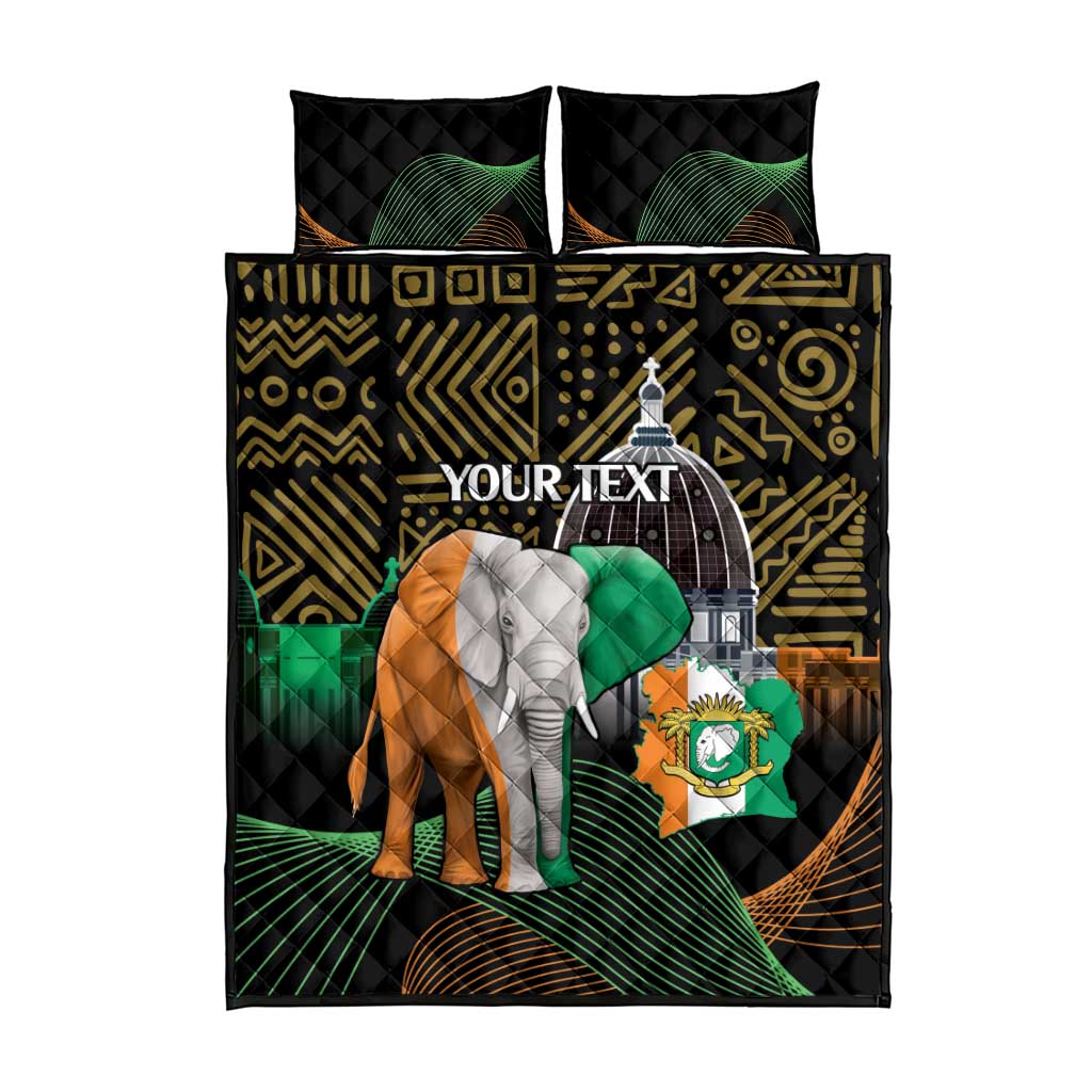 Personalized Cote dIvoire Independence Day Quilt Bed Set Ivory Coast Elephant African Pattern
