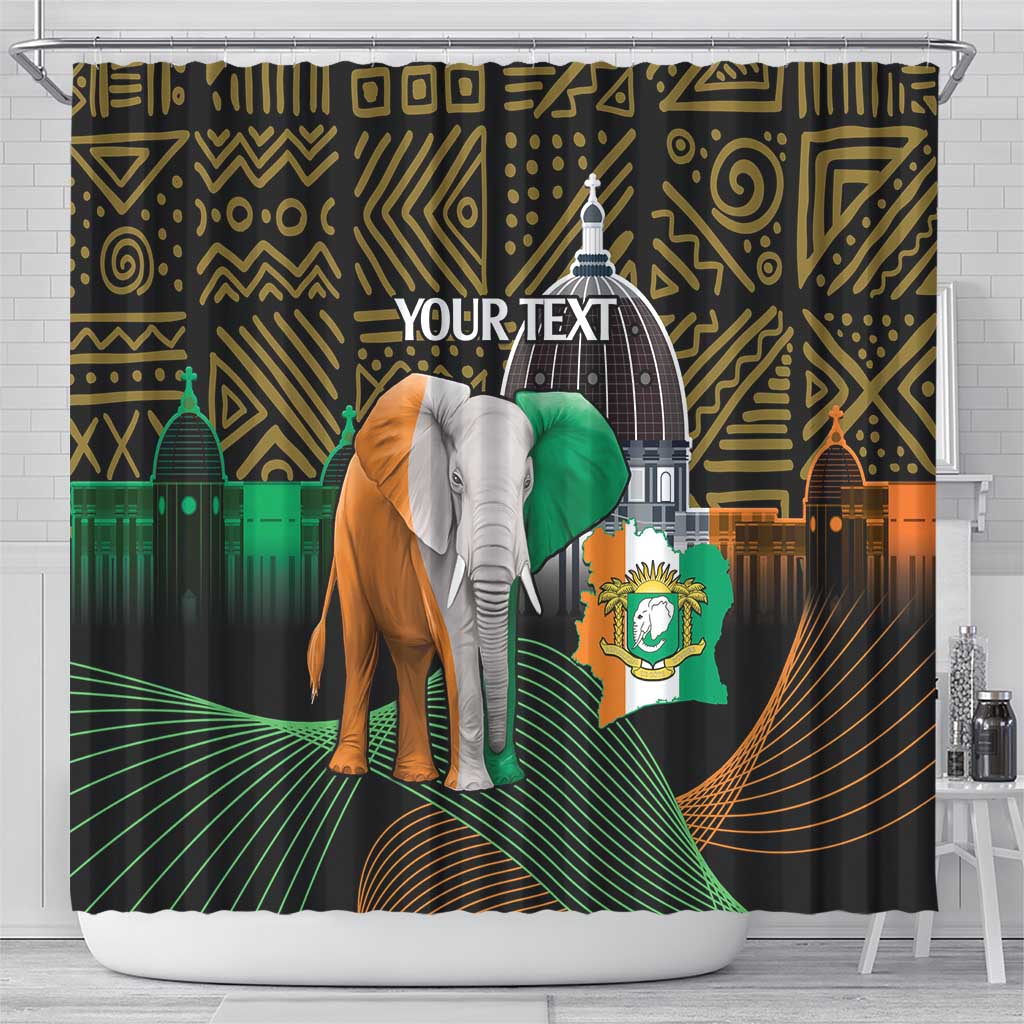 Personalized Cote dIvoire Independence Day Shower Curtain Ivory Coast Elephant African Pattern