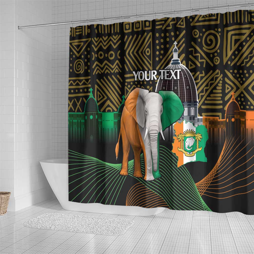 Personalized Cote dIvoire Independence Day Shower Curtain Ivory Coast Elephant African Pattern