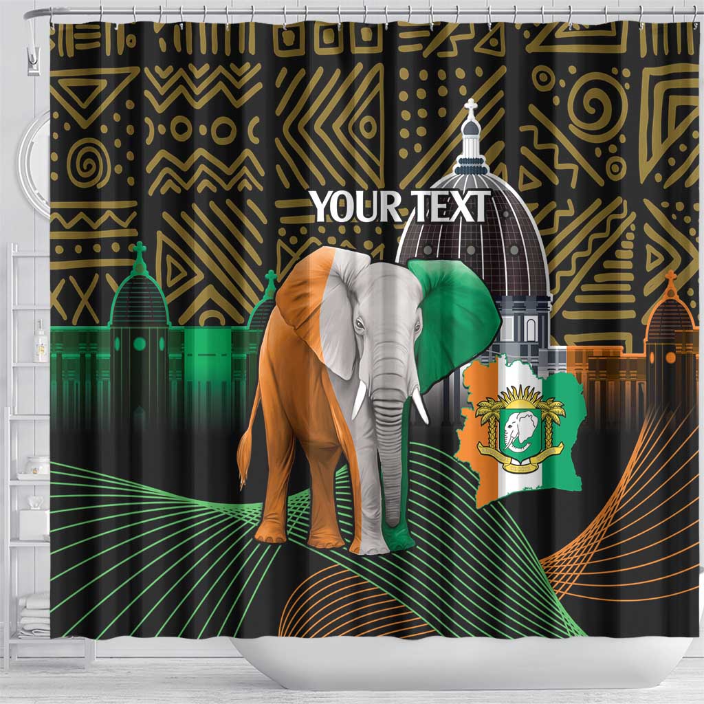 Personalized Cote dIvoire Independence Day Shower Curtain Ivory Coast Elephant African Pattern