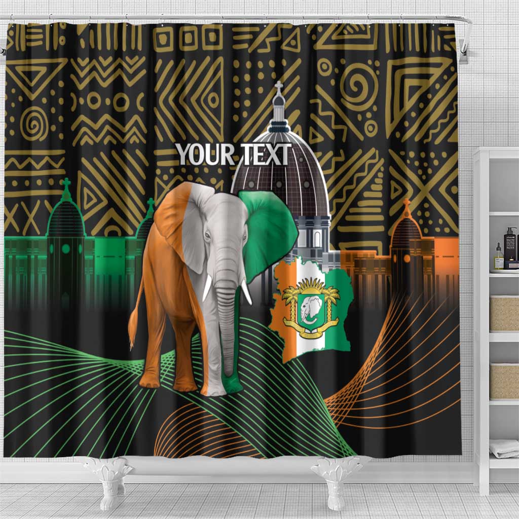 Personalized Cote dIvoire Independence Day Shower Curtain Ivory Coast Elephant African Pattern