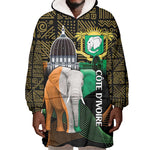 Personalized Cote dIvoire Independence Day Wearable Blanket Hoodie Ivory Coast Elephant African Pattern