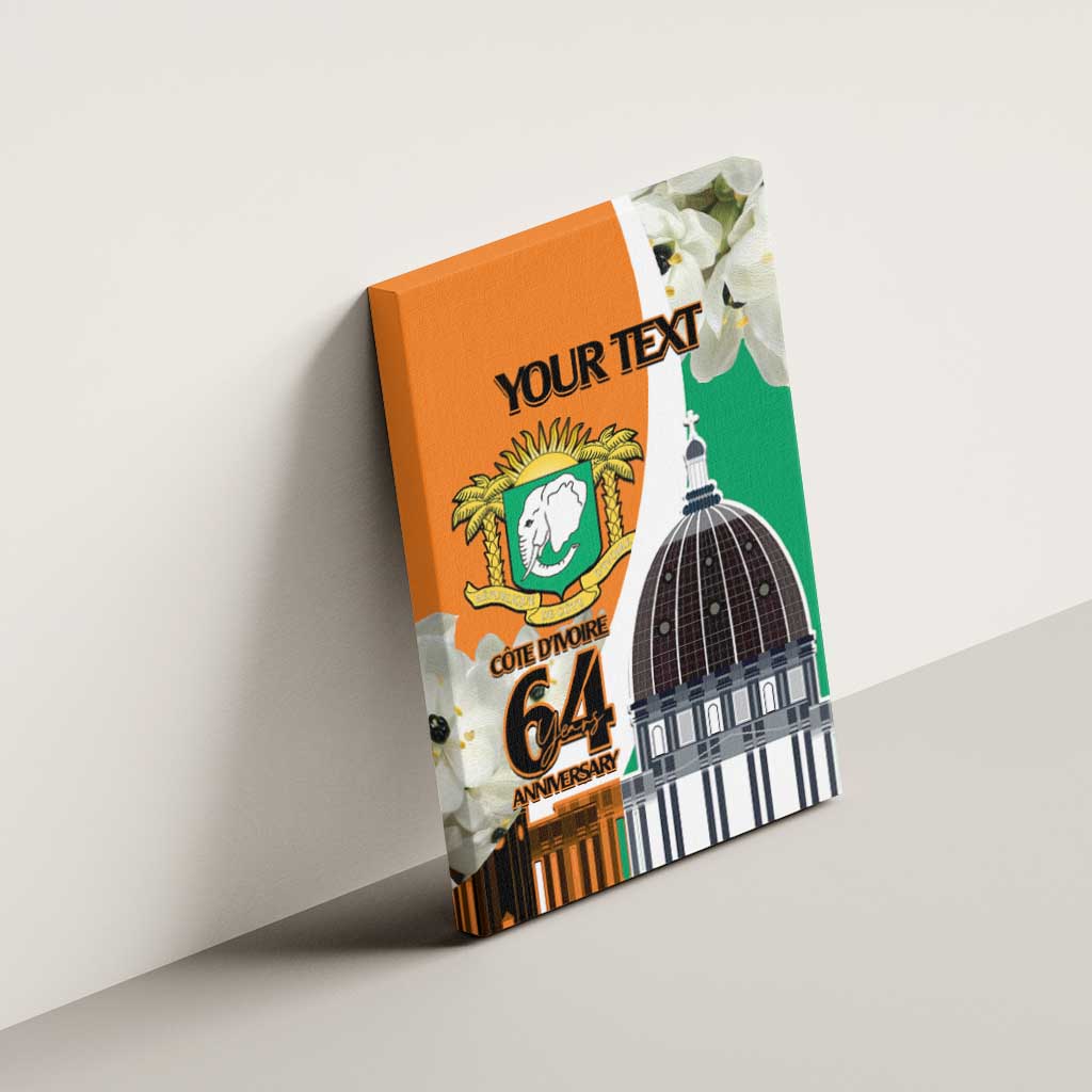 Personalized Ivory Coast Independence Day Canvas Wall Art Ornithogalum Arabicum Happy 64 Years Anniversary