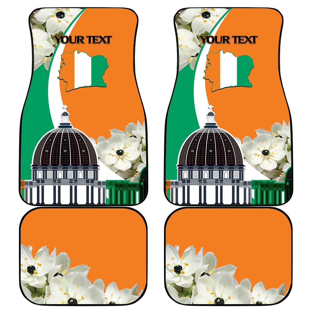 Personalized Ivory Coast Independence Day Car Mats Ornithogalum Arabicum Happy 64 Years Anniversary
