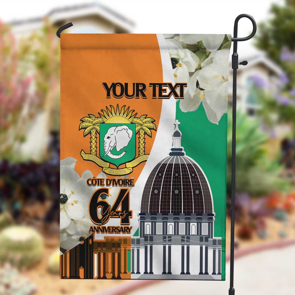 Personalized Ivory Coast Independence Day Garden Flag Ornithogalum Arabicum Happy 64 Years Anniversary