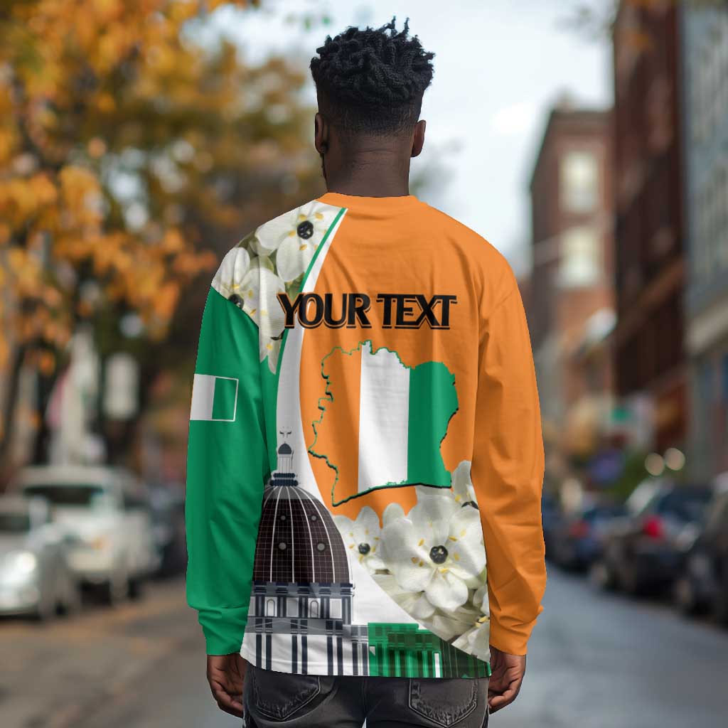 Personalized Ivory Coast Independence Day Long Sleeve Shirt Ornithogalum Arabicum Happy 64 Years Anniversary LT14