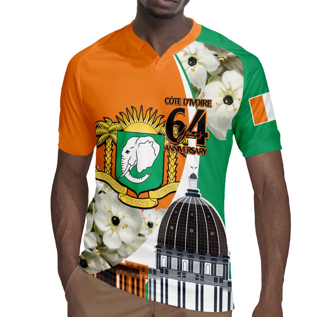 Personalized Ivory Coast Independence Day Rugby Jersey Ornithogalum Arabicum Happy 64 Years Anniversary