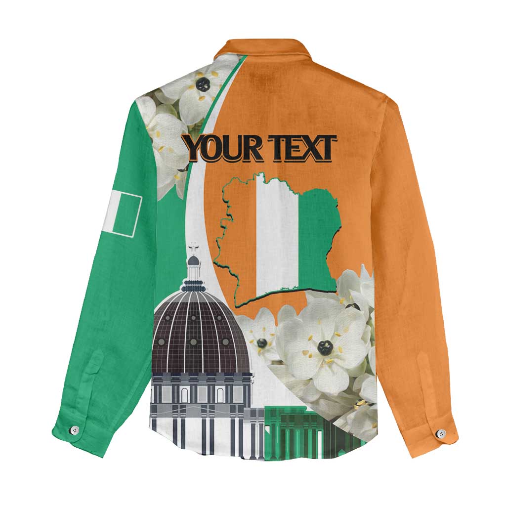 Personalized Ivory Coast Independence Day Women Casual Shirt Ornithogalum Arabicum Happy 64 Years Anniversary LT14