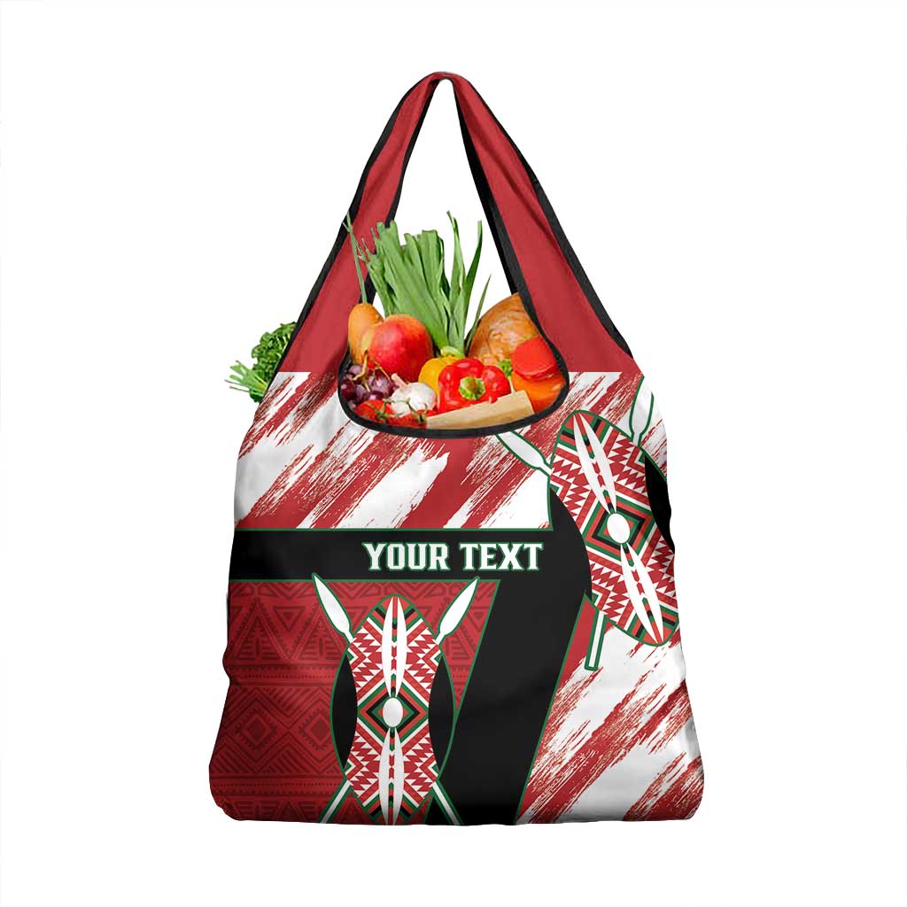 Custom Kenya Rugby Sevens Grocery Bag Maasai Shield With African Pattern