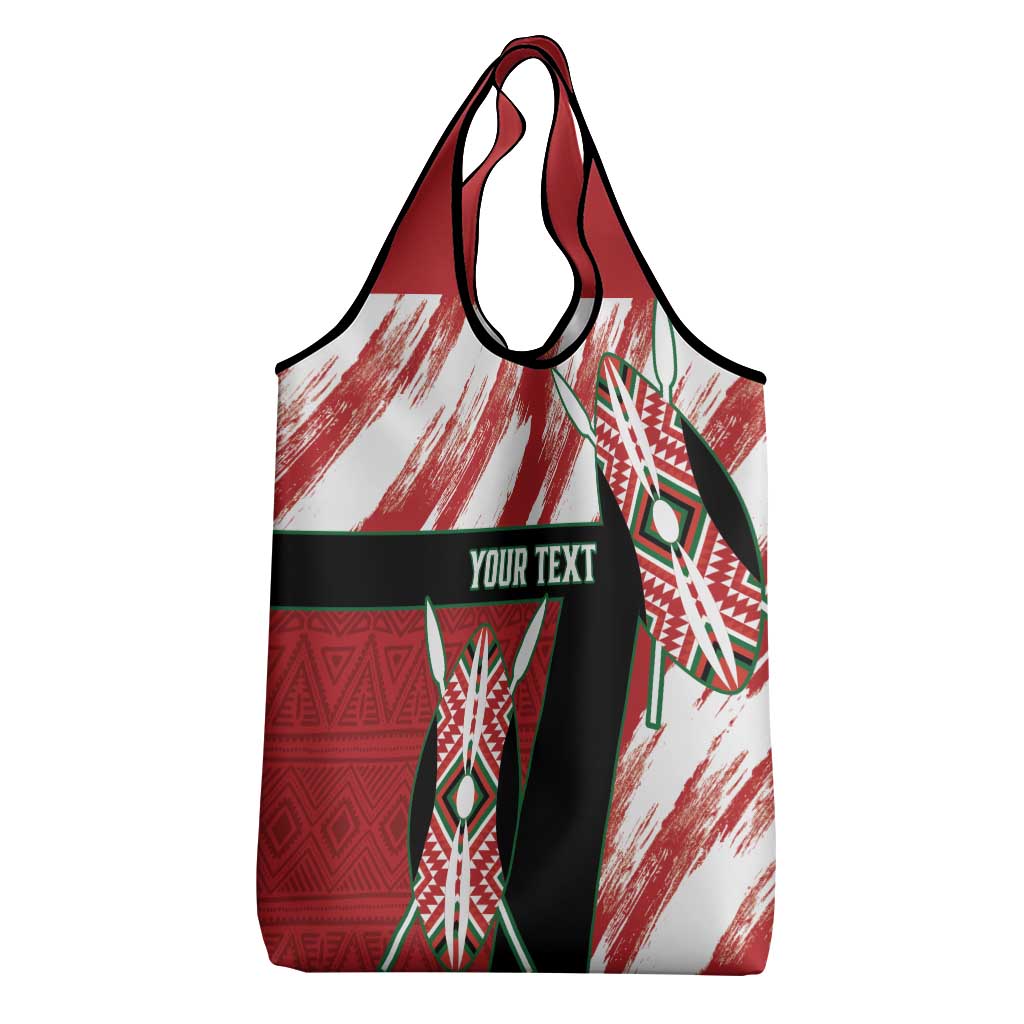 Custom Kenya Rugby Sevens Grocery Bag Maasai Shield With African Pattern