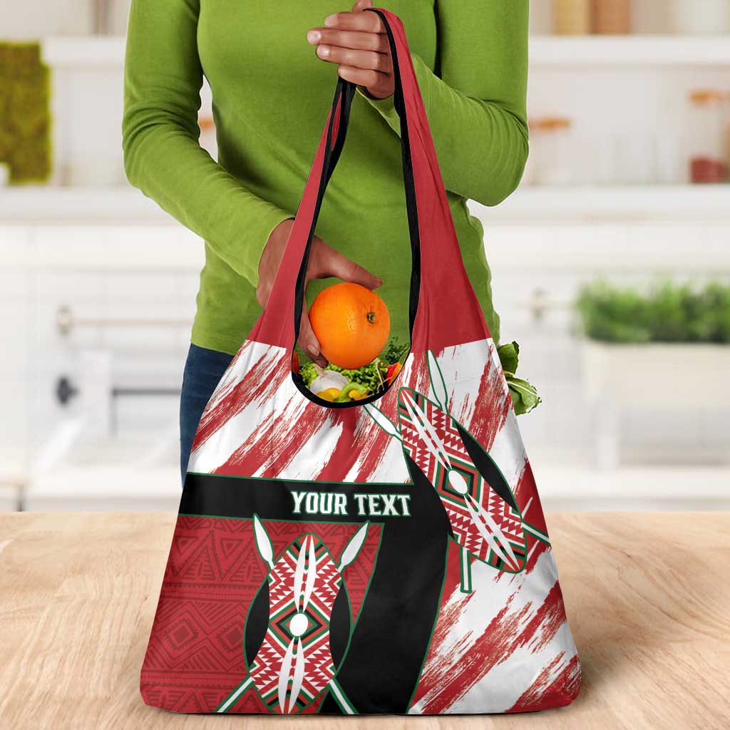 Custom Kenya Rugby Sevens Grocery Bag Maasai Shield With African Pattern
