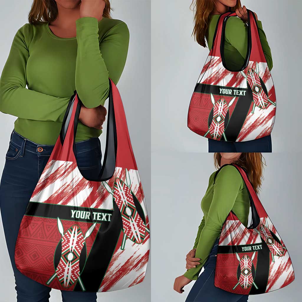Custom Kenya Rugby Sevens Grocery Bag Maasai Shield With African Pattern