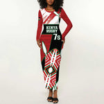 Custom Kenya Rugby Sevens Long Sleeve Bodycon Dress Maasai Shield With African Pattern LT14