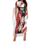 Custom Kenya Rugby Sevens Short Sleeve Bodycon Dress Maasai Shield With African Pattern LT14