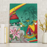 Monument de la Reunification Cameroun Canvas Wall Art Coat Of Arms With Lily Flowers