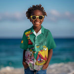 Monument de la Reunification Cameroun Kid Hawaiian Shirt Coat Of Arms With Lily Flowers