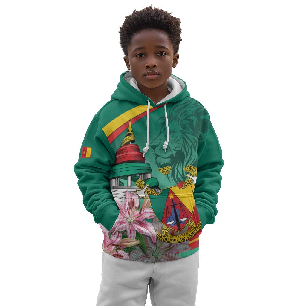 Monument de la Reunification Cameroun Kid Hoodie Coat Of Arms With Lily Flowers