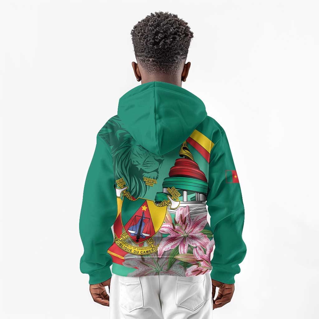 Monument de la Reunification Cameroun Kid Hoodie Coat Of Arms With Lily Flowers