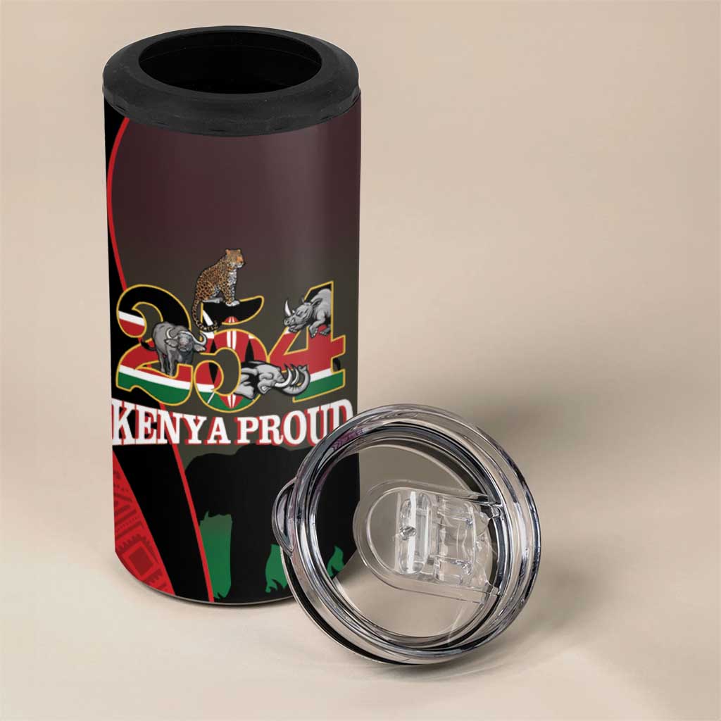 Proud Kenya 254 4 in 1 Can Cooler Tumbler Safari Animals - African Pattern