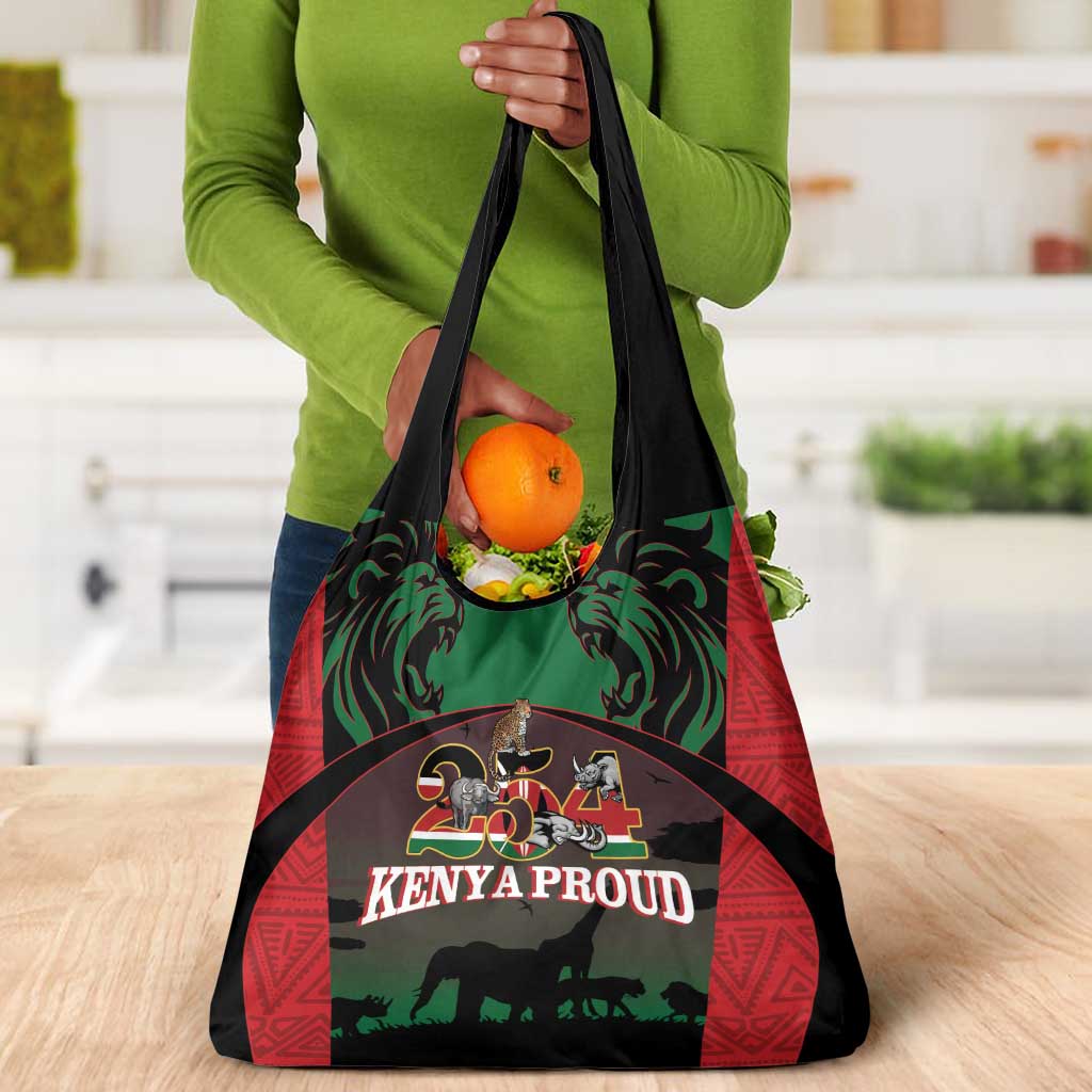 Proud Kenya 254 Grocery Bag Safari Animals - African Pattern