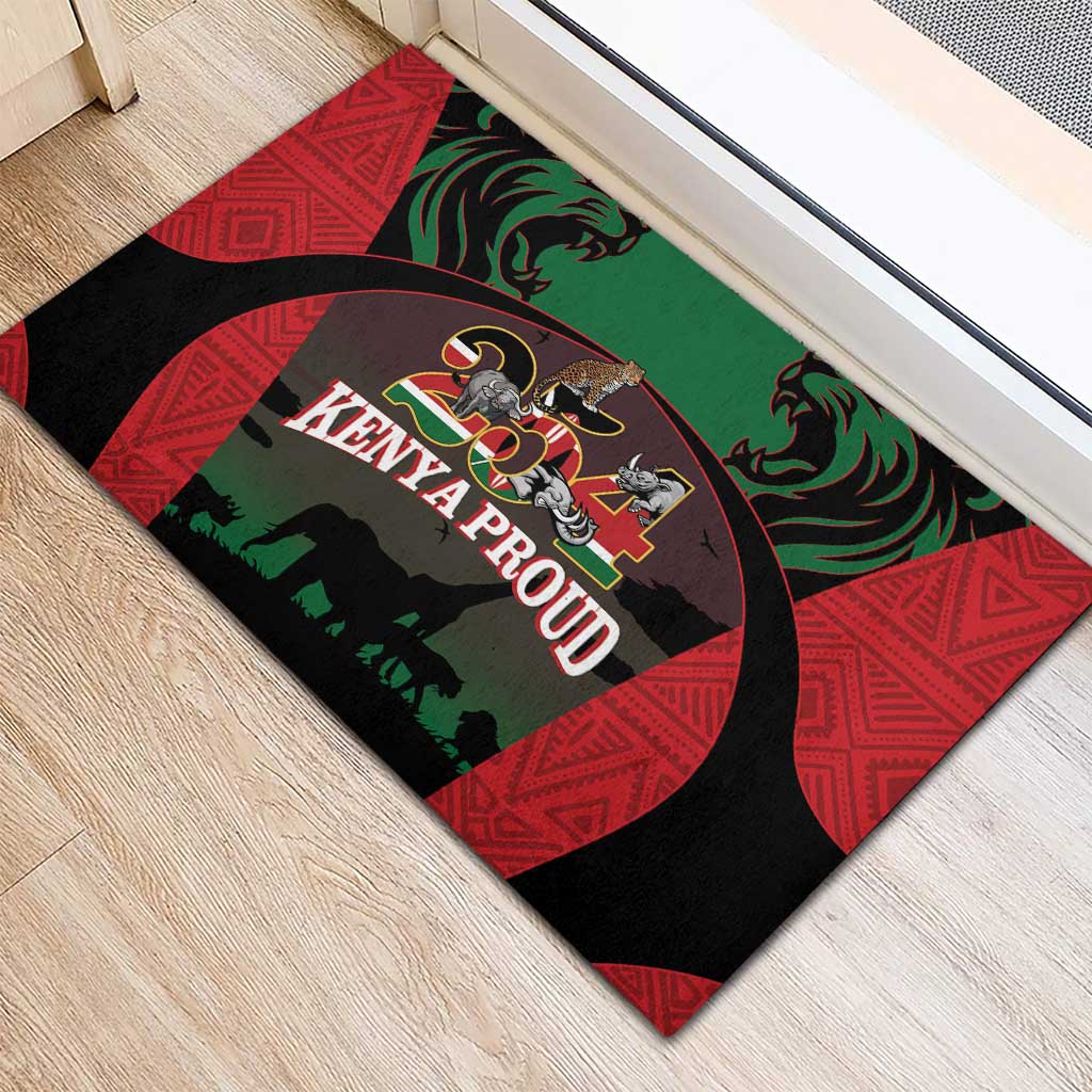 Proud Kenya 254 Rubber Doormat Safari Animals - African Pattern