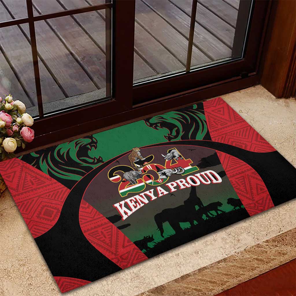 Proud Kenya 254 Rubber Doormat Safari Animals - African Pattern