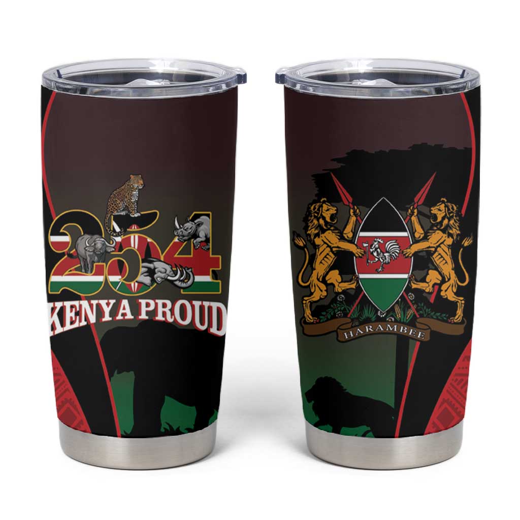 Proud Kenya 254 Tumbler Cup Safari Animals - African Pattern