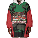 Proud Kenya 254 Wearable Blanket Hoodie Safari Animals - African Pattern