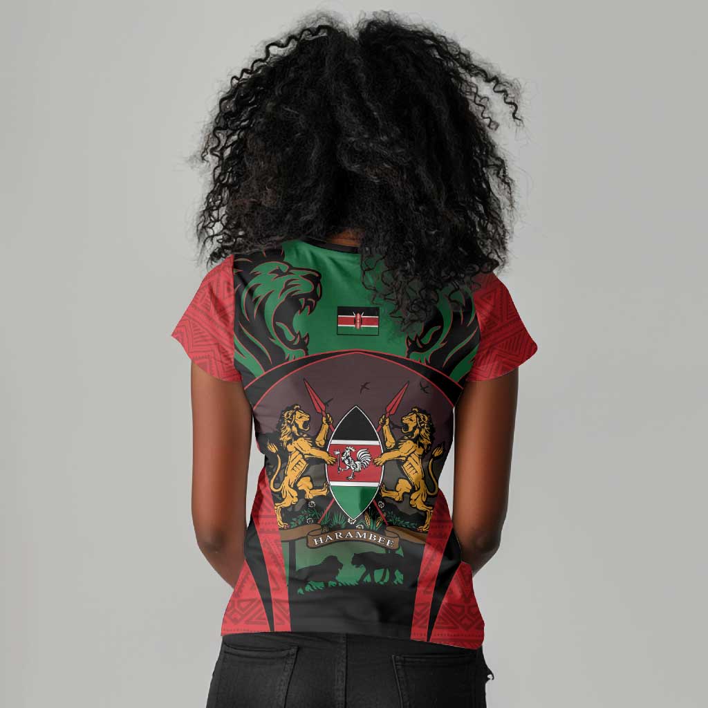Proud Kenya 254 Women V-Neck T-Shirt Safari Animals - African Pattern