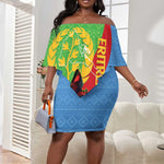 Personalised Eritrea Independence Day Off Shoulder Short Dress Shida Shoes Olive Branch African Pattern