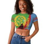 Personalised Eritrea Independence Day Raglan Cropped T shirt Shida Shoes Olive Branch African Pattern