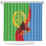 Personalised Eritrea Independence Day Shower Curtain Shida Shoes Olive Branch African Pattern