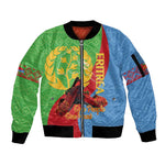 Personalised Eritrea Independence Day Sleeve Zip Bomber Jacket Shida Shoes Olive Branch African Pattern