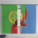 Personalised Eritrea Independence Day Window Curtain Shida Shoes Olive Branch African Pattern