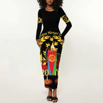 Custom Eritrea Martyrs' Day Long Sleeve Bodycon Dress 20 June Shida Shoes With Candles - Black LT14