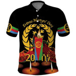 Custom Eritrea Martyrs' Day Polo Shirt 20 June Shida Shoes With Candles - Black