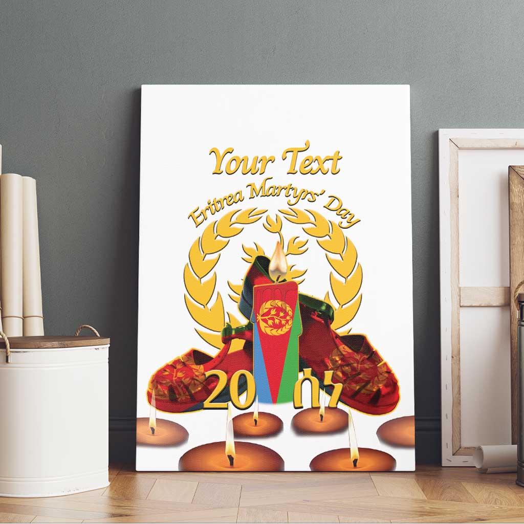 Custom Eritrea Martyrs' Day Canvas Wall Art 20 June Shida Shoes With Candles - White