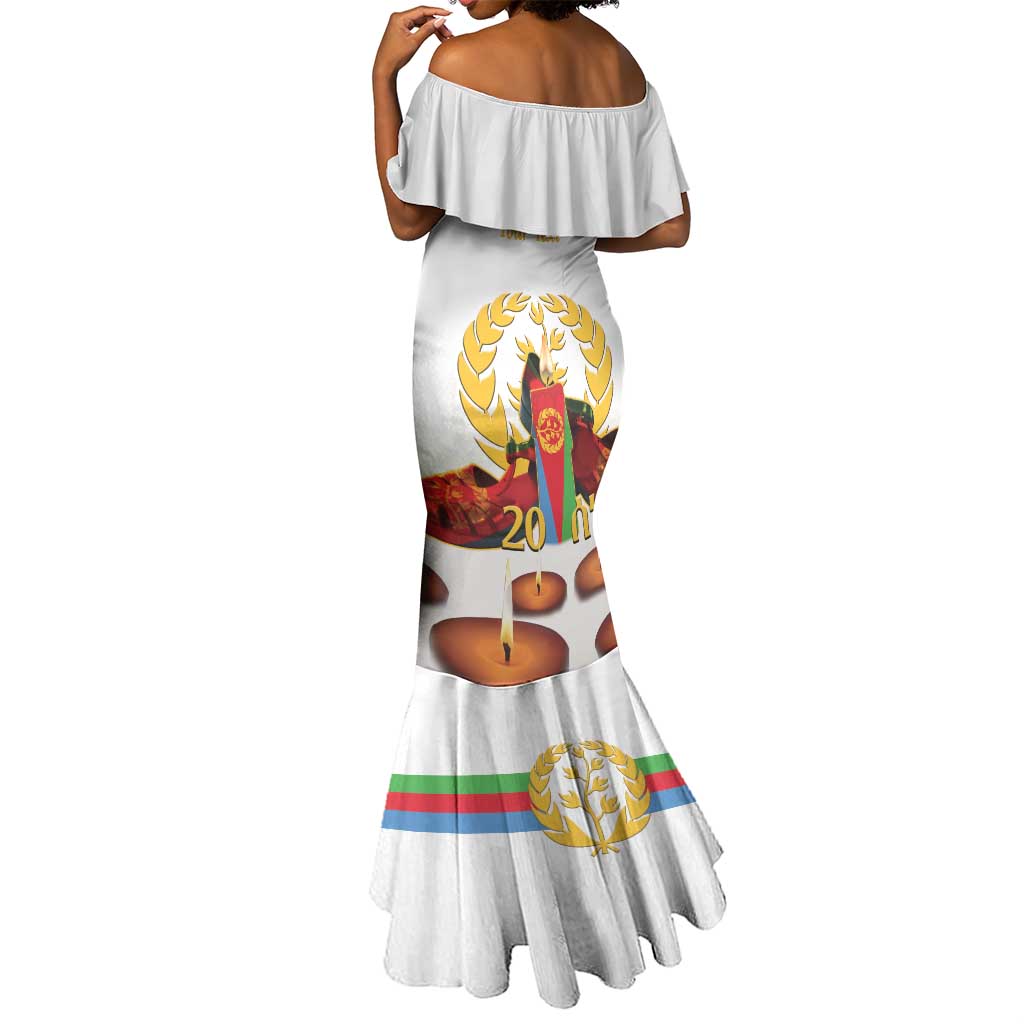 Custom Eritrea Martyrs' Day Mermaid Dress 20 June Shida Shoes With Candles - White