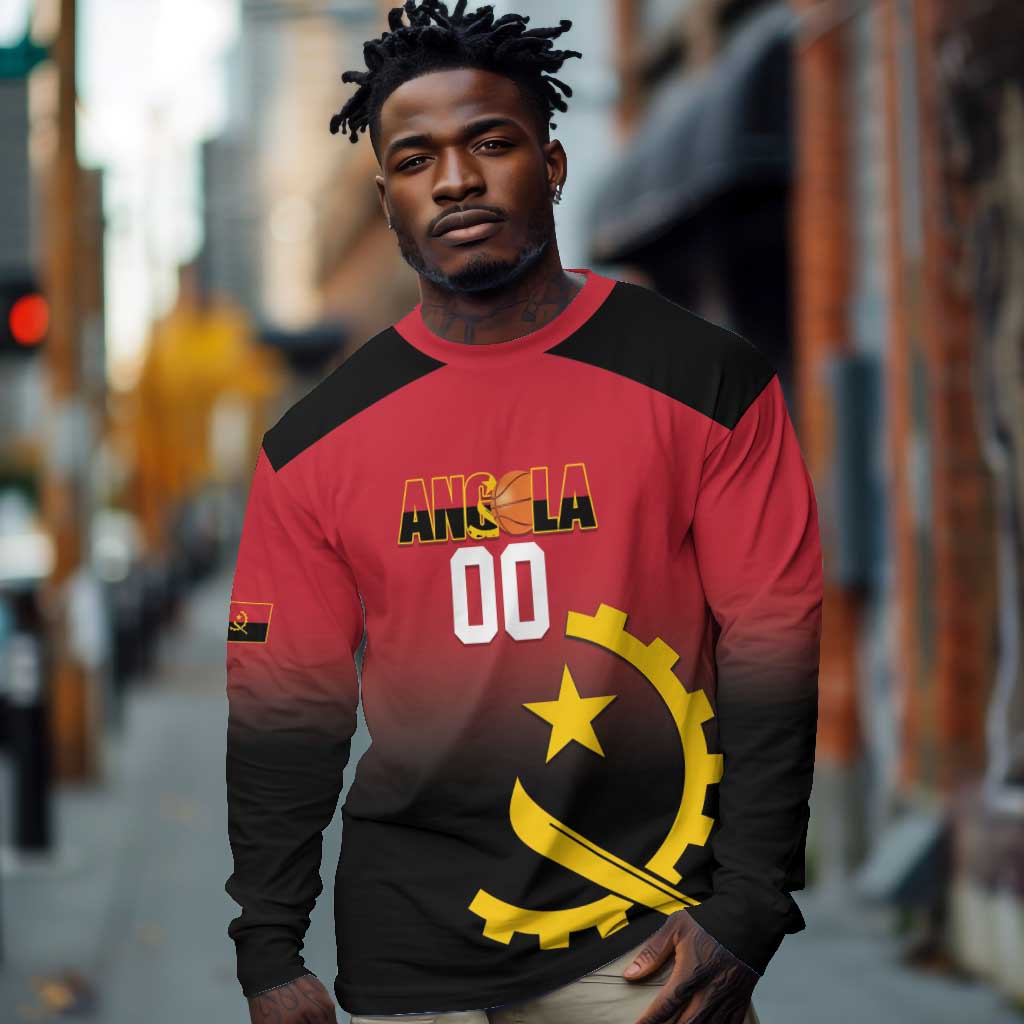 Afro Basketball Custom Angola Long Sleeve Shirt Go Champions Angolan - African Pride